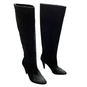 Veronica Beard Sanzi Black Suede Cone Heel Knee High Boot Women's Size 6M NEW